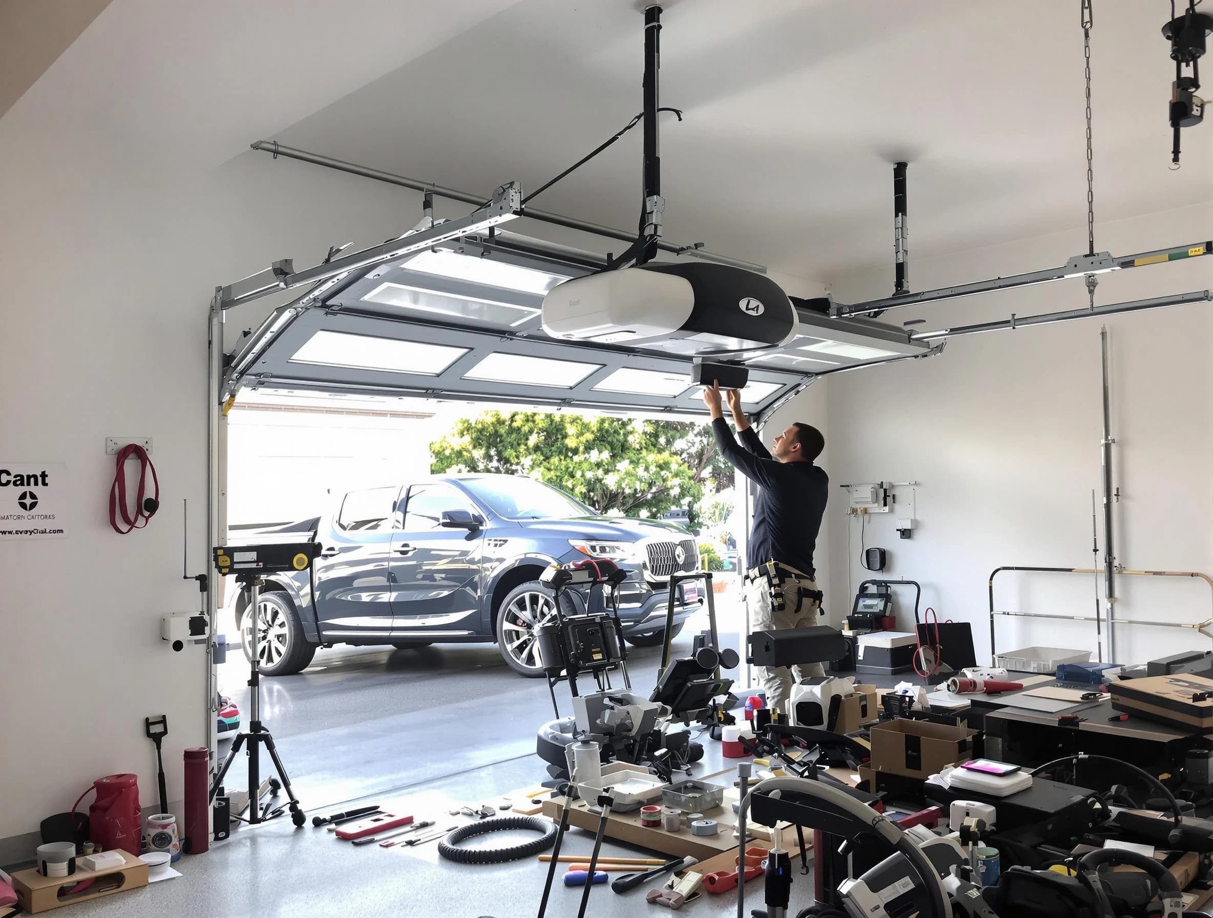 Melrose Garage Door Repair specialist installing smart garage door opener system in Melrose home