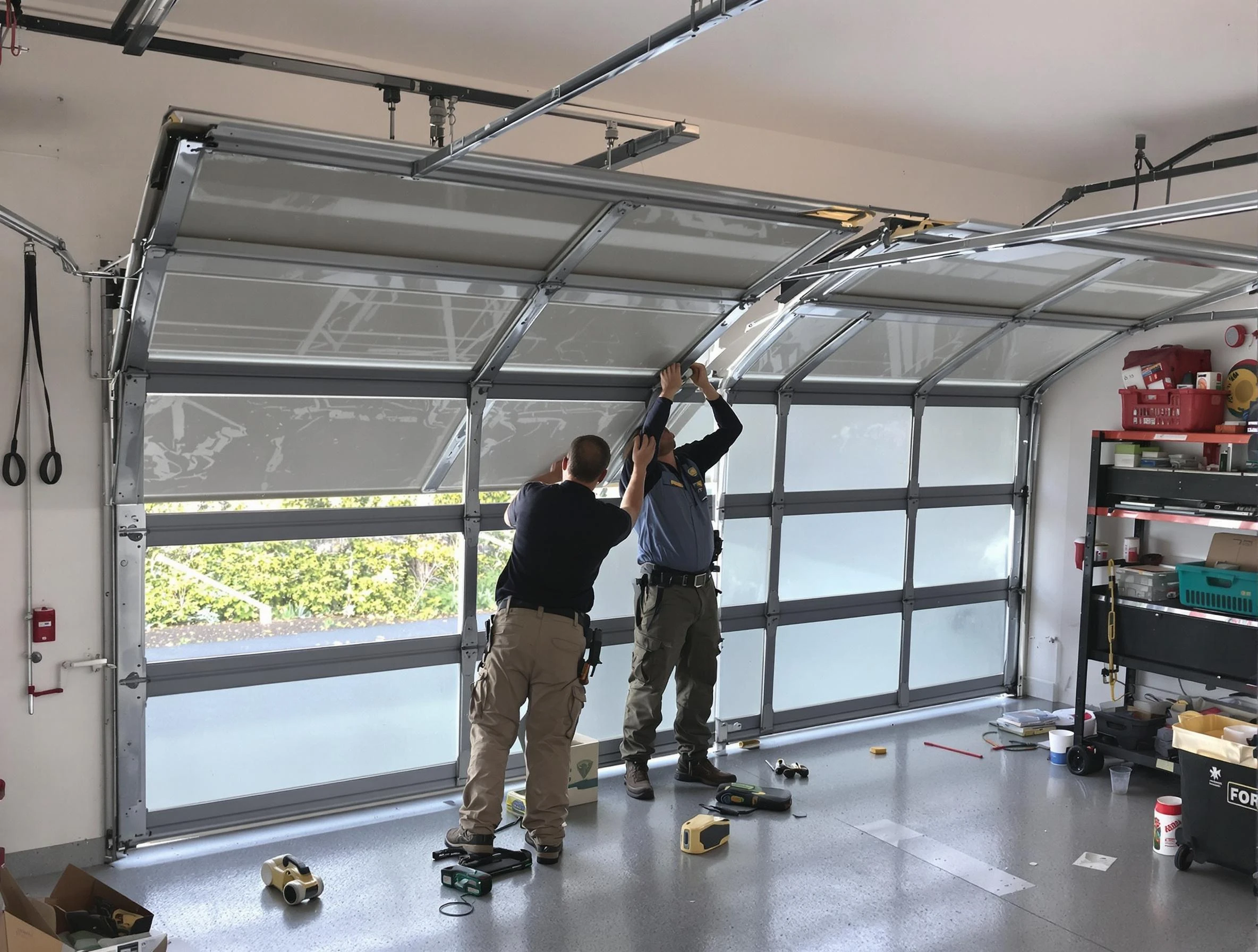 Melrose Garage Door Repair expert performing precise panel replacement on Melrose garage door