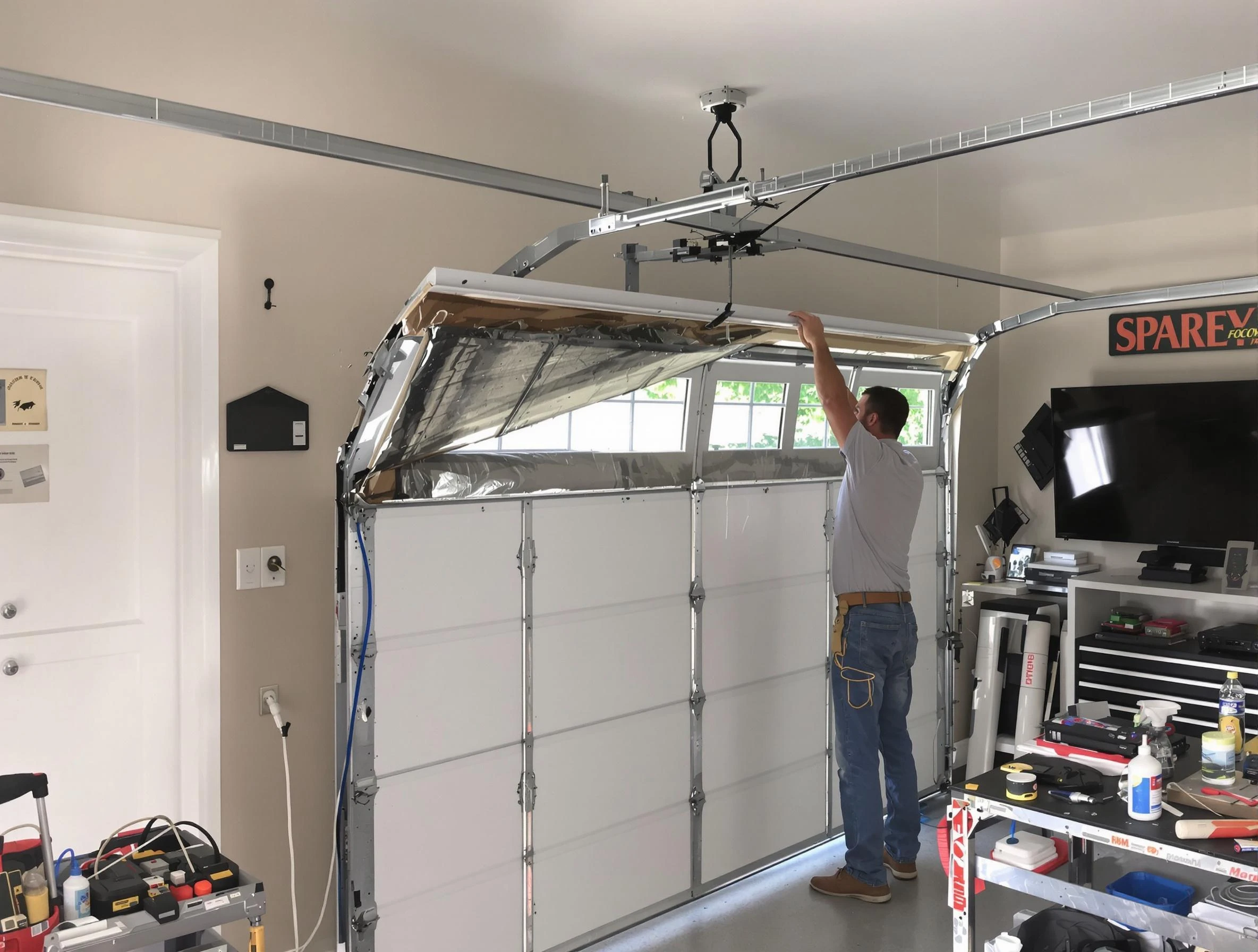Garage door section replacement by Melrose Garage Door Repair in Melrose